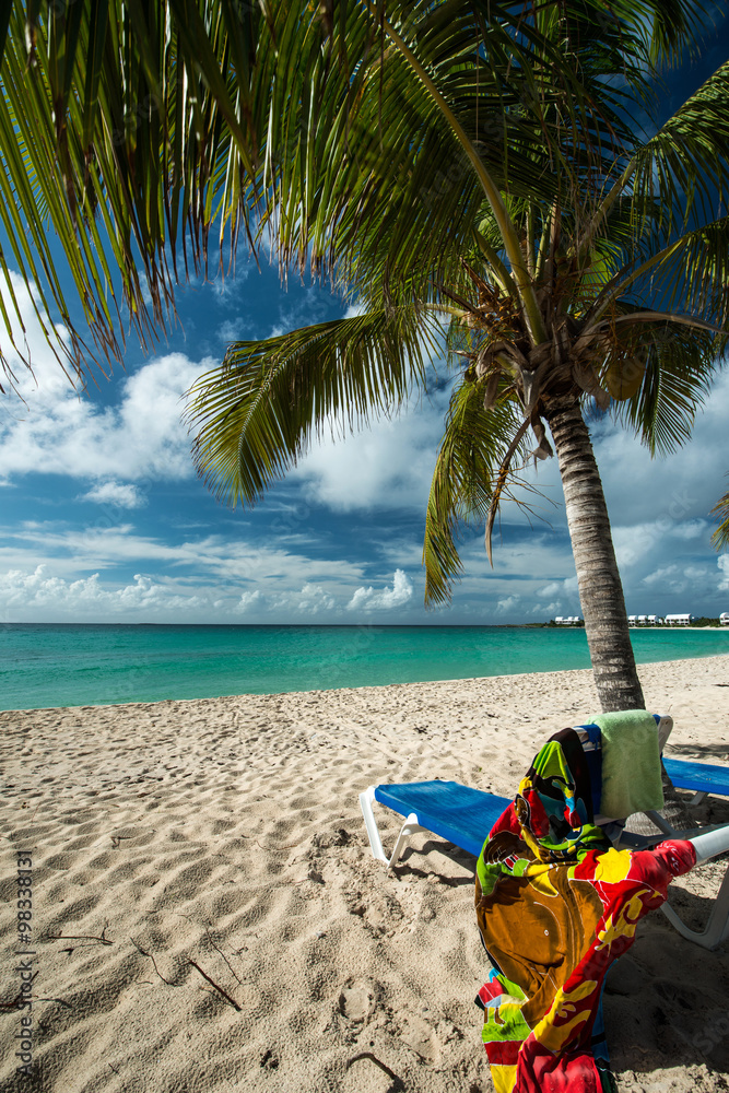 Beach chairs at Shoal Bay West, Anguilla Island Beach chairs at Shoal Bay West, Anguilla Island