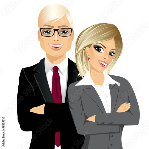 business people standing with arms folded