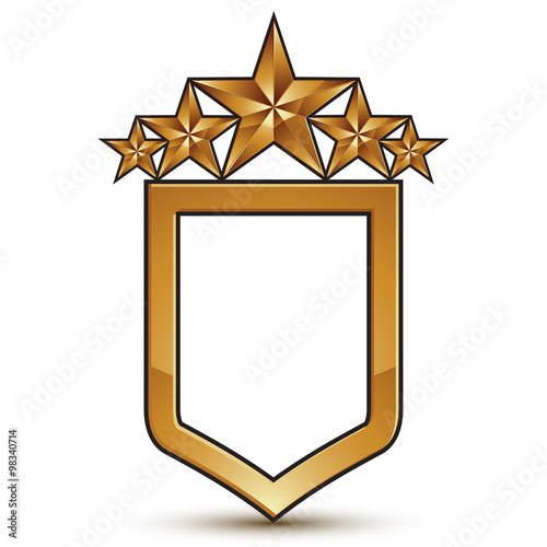Glamorous vector template with five pentagonal golden stars, fes