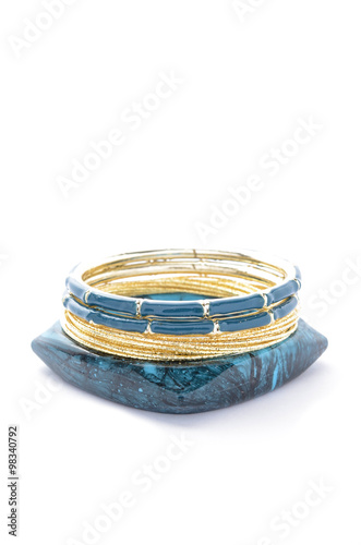 blue bracelet on a white background