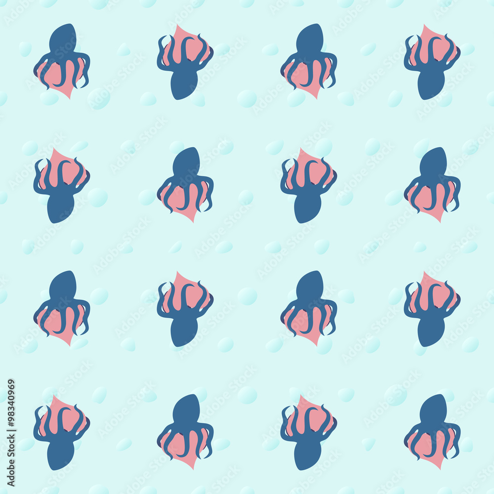 Naklejka premium Vector seamless pattern octopus wraps around the heart