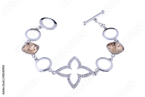 silver bracelet with star on a white background