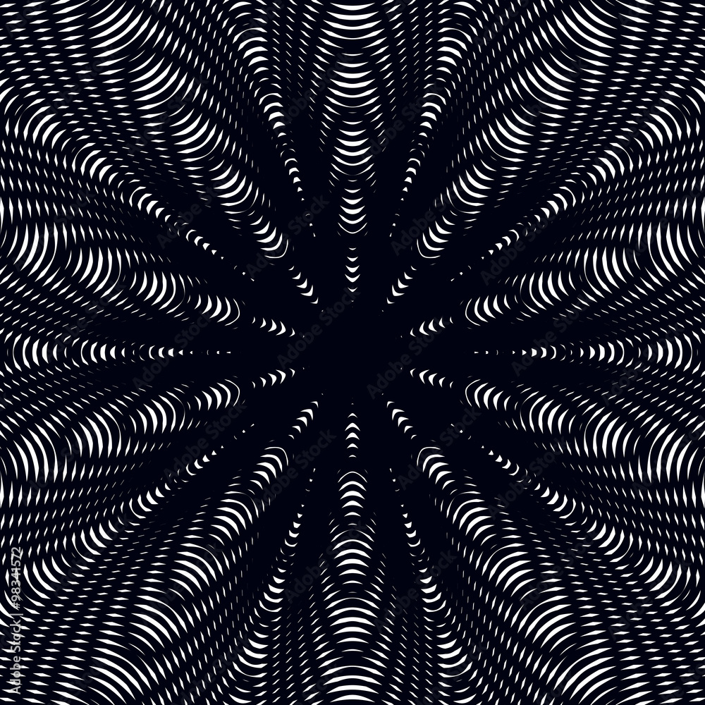 Moire pattern, op art vector background. Relaxing hypnotic