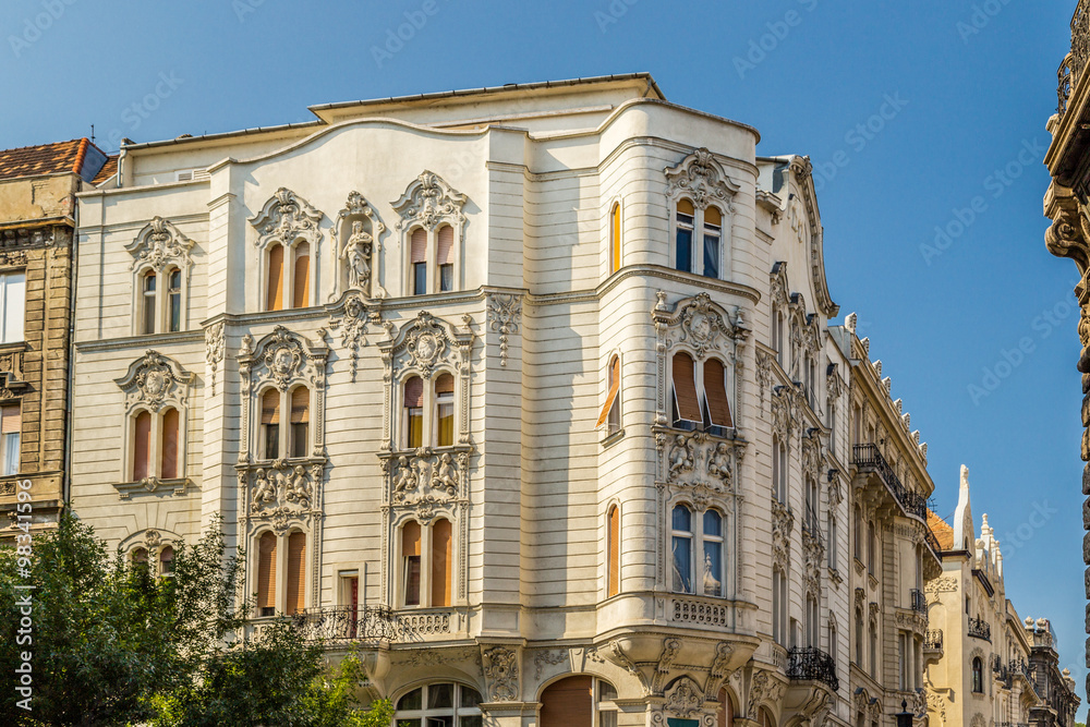 Streets and buildings of Budapest in Hungary