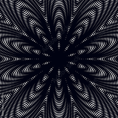 Moire pattern, op art vector background. Relaxing hypnotic