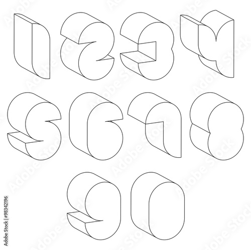 3d black and white futuristic numbers made with lines.