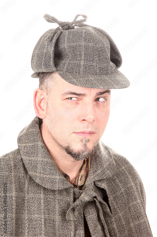 Detective Sherlock Holmes is thinking and solving problem Detective Sherlock Holmes is thinking and solving problem