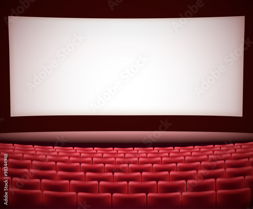 cinema theater background with red seats, space for text. vector