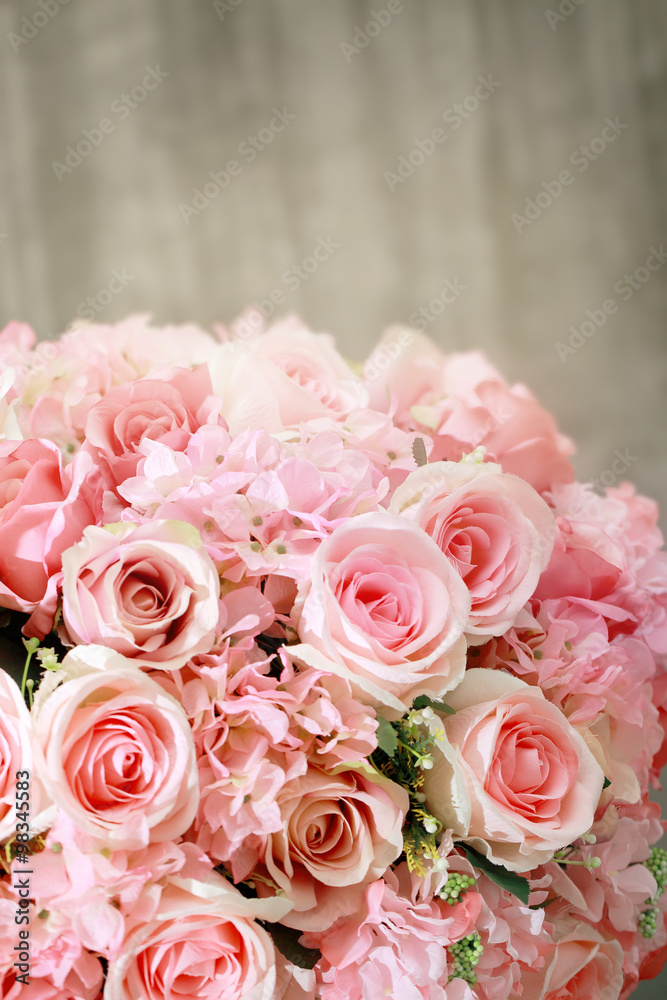 Bright pink roses background,Vintage color.
