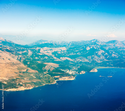 Aerial View of Adriatic Coastline in Montenegro.