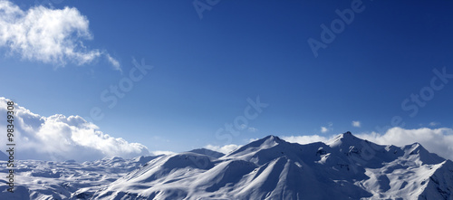 Panoramic view on snow mountains in nice day