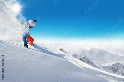 Man skier running downhill © Jag_cz