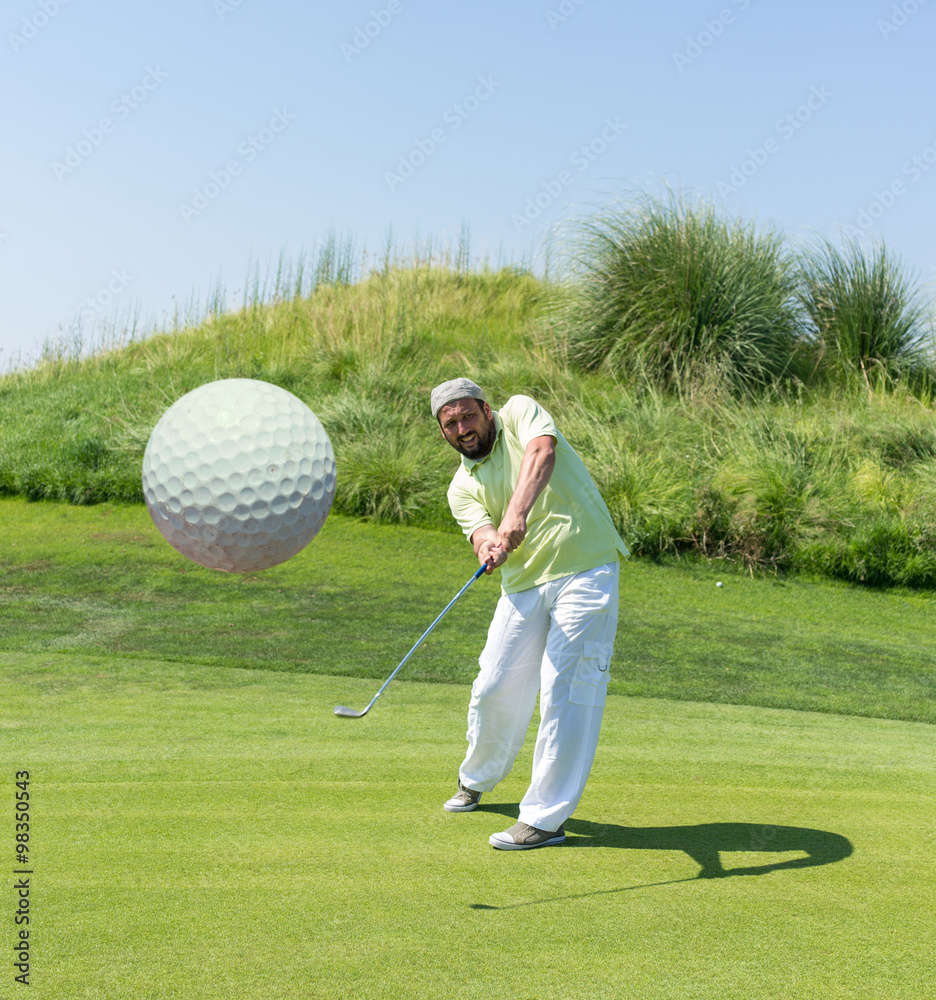 Fototapeta premium Successful man playing golf at club