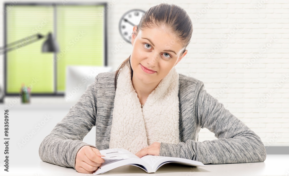 beautiful girl reading a book on white background beautiful girl reading a book on white background