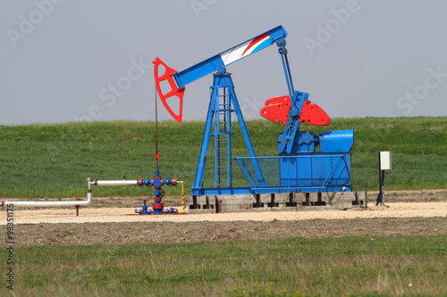 Blue and red oil well