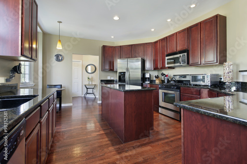 Kitchen with cherry wood cabinetry