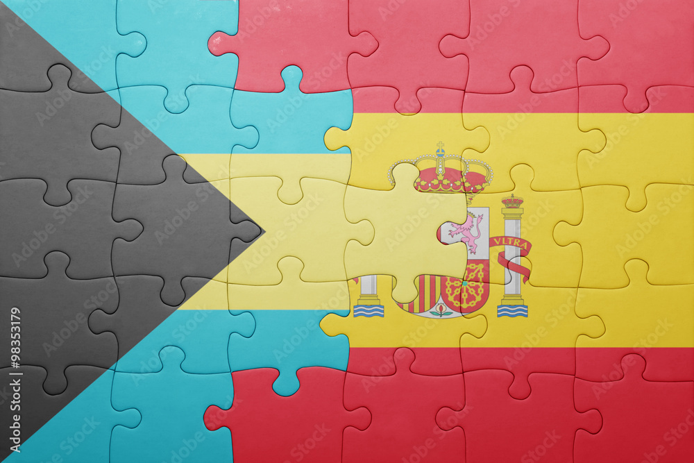 puzzle with the national flag of spain and bahamas puzzle with the national flag of spain and bahamas