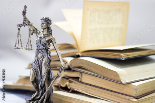 Law concept, statue and books