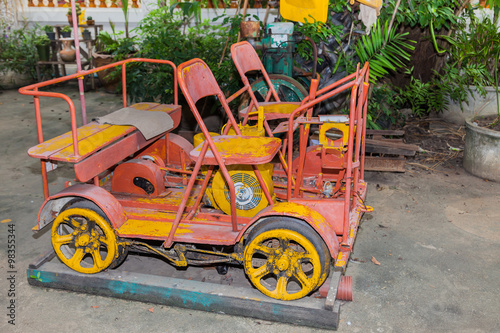 Old rolling stock for railways workers in Thailand.