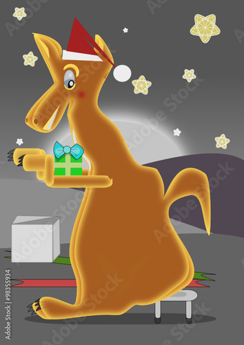 Lobo envoviendo los regalos de Navidad
