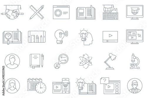 Thin line education icon set