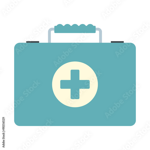 Flat icon with medical suitcase on a white background