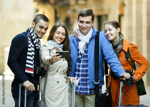 tourists taking selfie