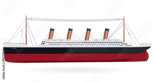Titanic – legendary colossal boat – monumental big ship – symbol icon flatten isolated illustration master vector photo