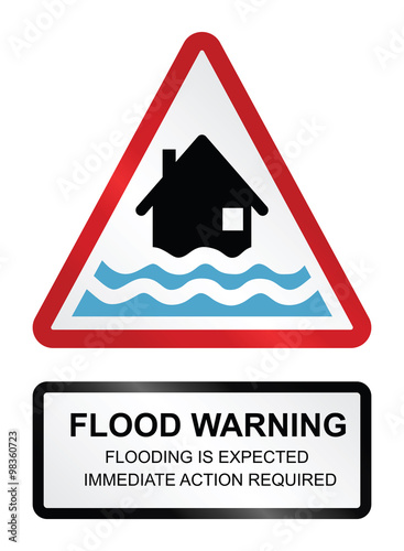 Red flood warning sign 