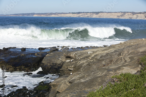 High Tide Coastal Waves Hitting the La Jolla California Shore