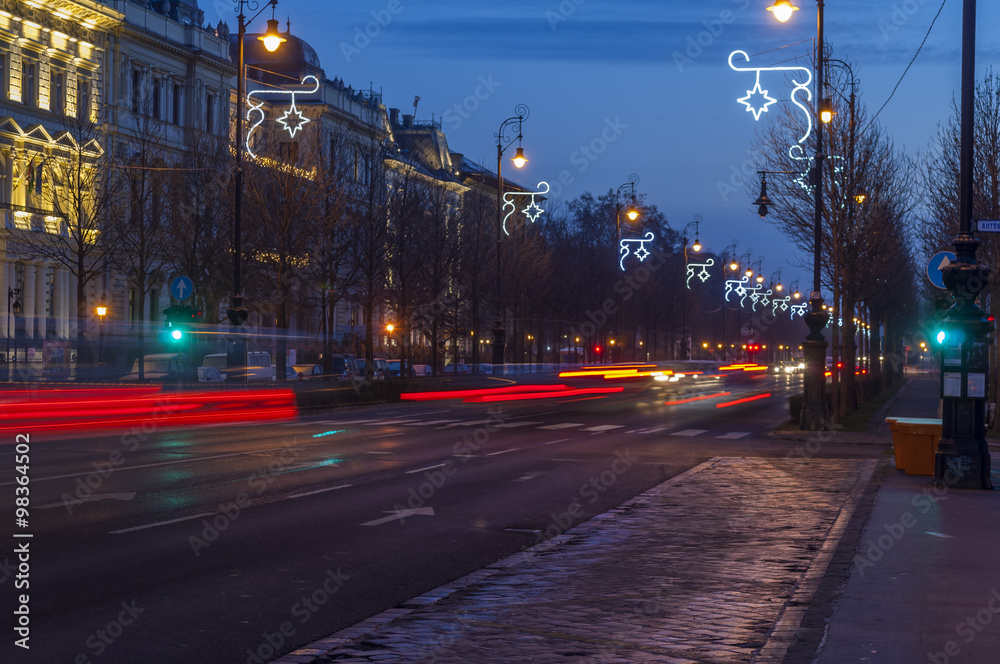 Cityscape in Budapest in Andrassy road, Hungary