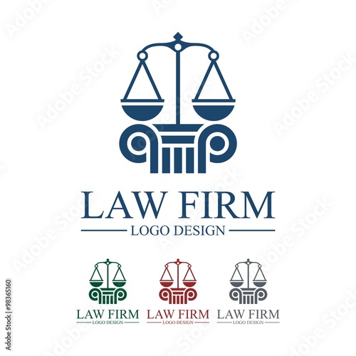 Law, Lawyer, Attorney, Pillar, Legas Scales, Design Logo Vector