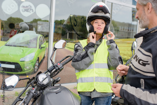 putting on the helmet photo