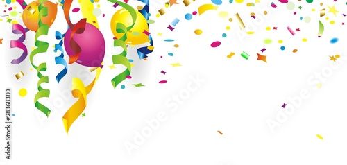 Hintergrund mit Konfetti und Luftballons 