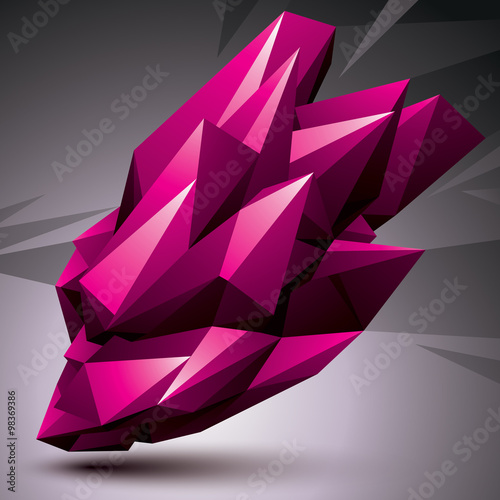 Asymmetric 3D abstract object, bright geometric spatial form. Re