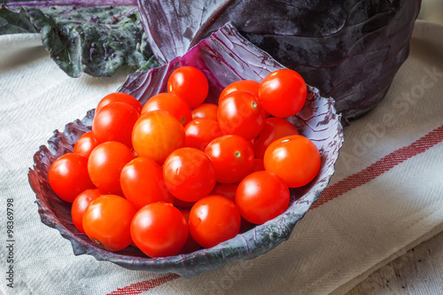 Healthy Fresh tomatoes cherryes and vegetables photo