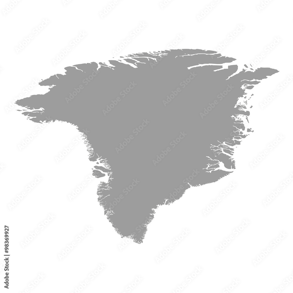 Greenland map grey colored on a white background