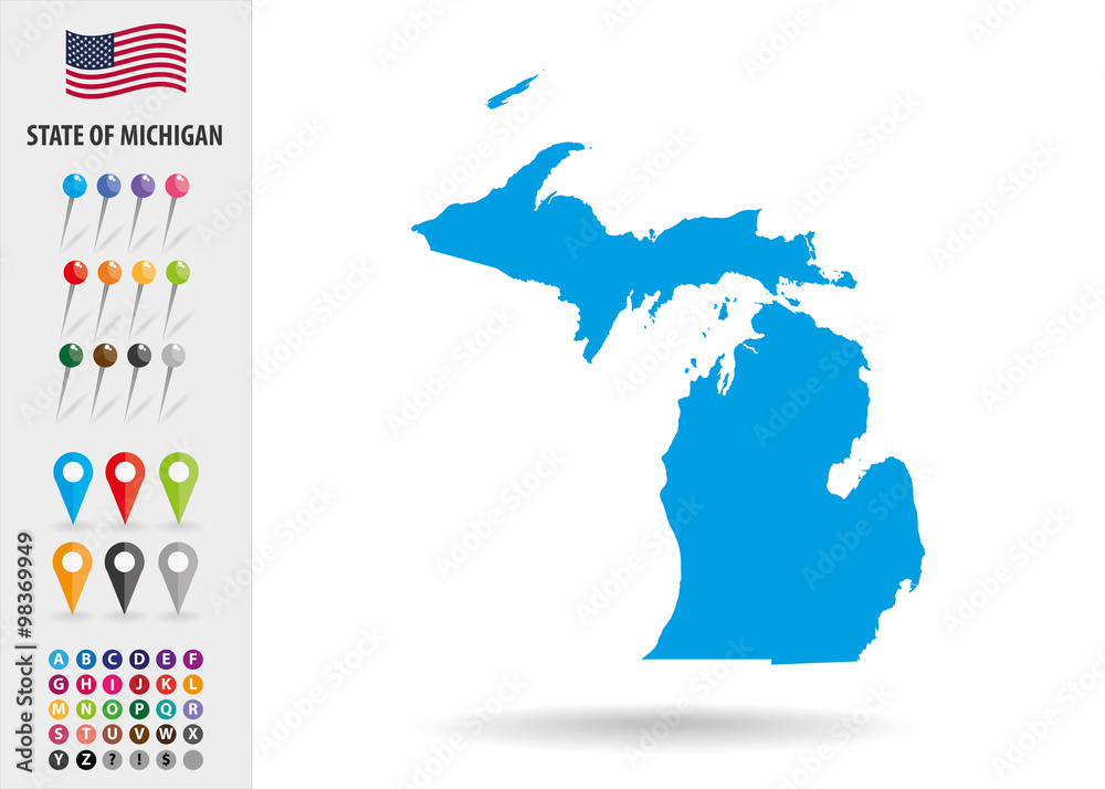 Map State of Michigan USA