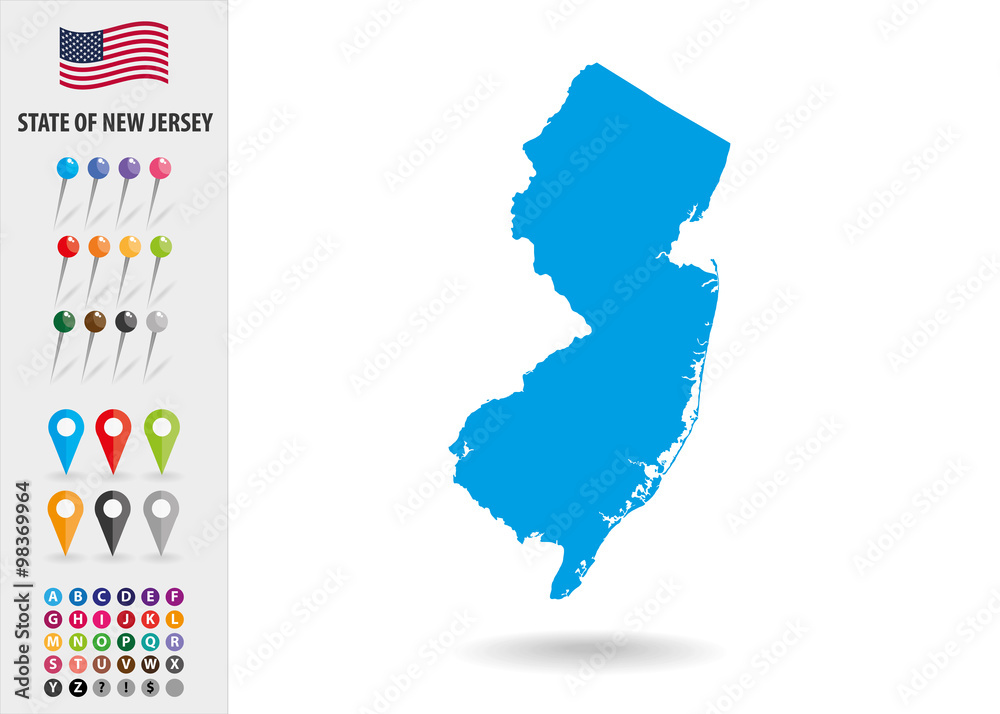 Map State of New Jersey USA