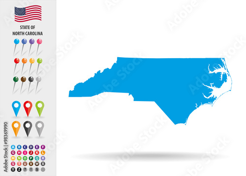Map State of North Carolina USA