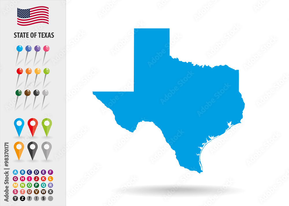Map State of Texas USA