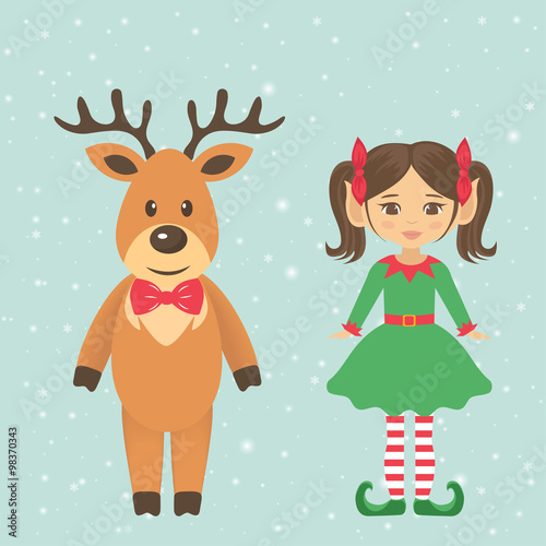 girl elf and deer