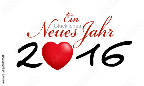 Neujahrskarte 2016 mit Herz