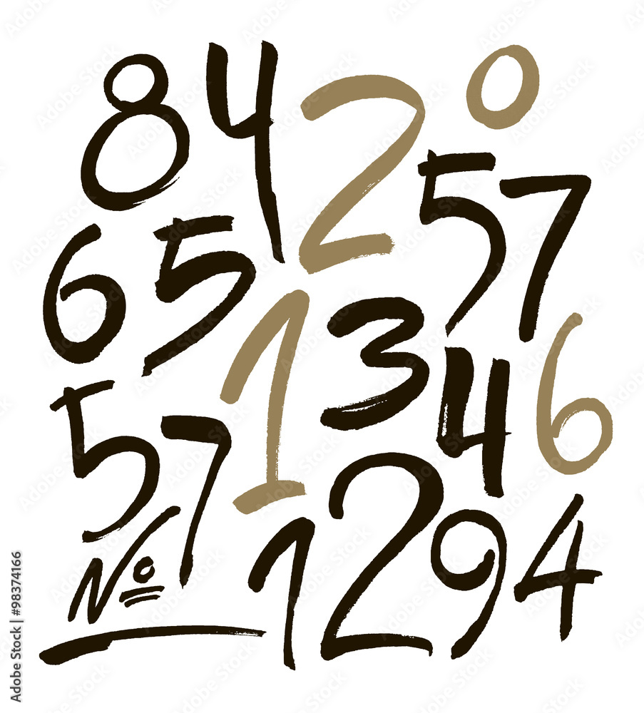 vector set of calligraphic acrylic or ink numbers vector set of calligraphic acrylic or ink numbers