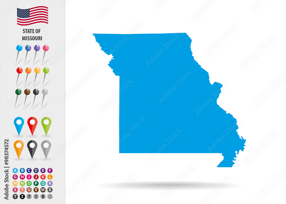 Map State of Missouri USA