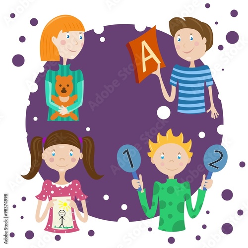 children's educational classes. Developmental activities. Children study. Children's activity. Education concept. Vector illustration
