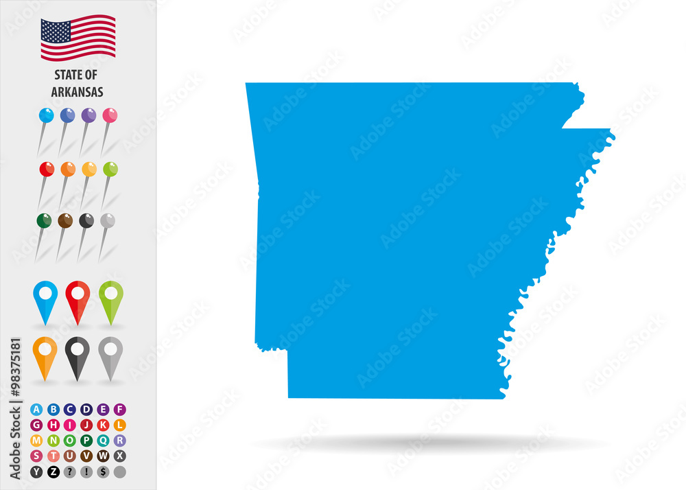 Map State of Arkansas USA