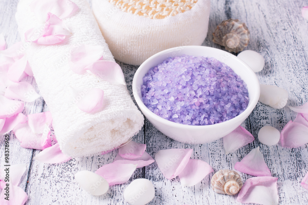 Spa salon with sea salt