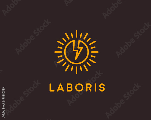 Flash logo design template. Lined globe icon. Abstract sun symbol. Energy modern sign. breakthrough mark.