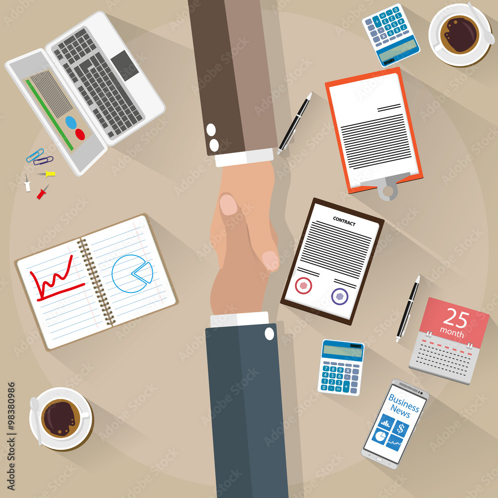 two businessman shake hands top view two businessman shake hands top view